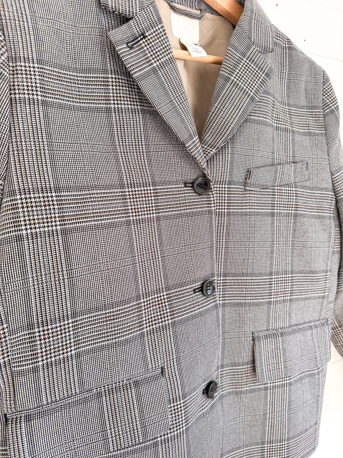 Veston boxy à carreaux gris avec poches H&M – seconde main
