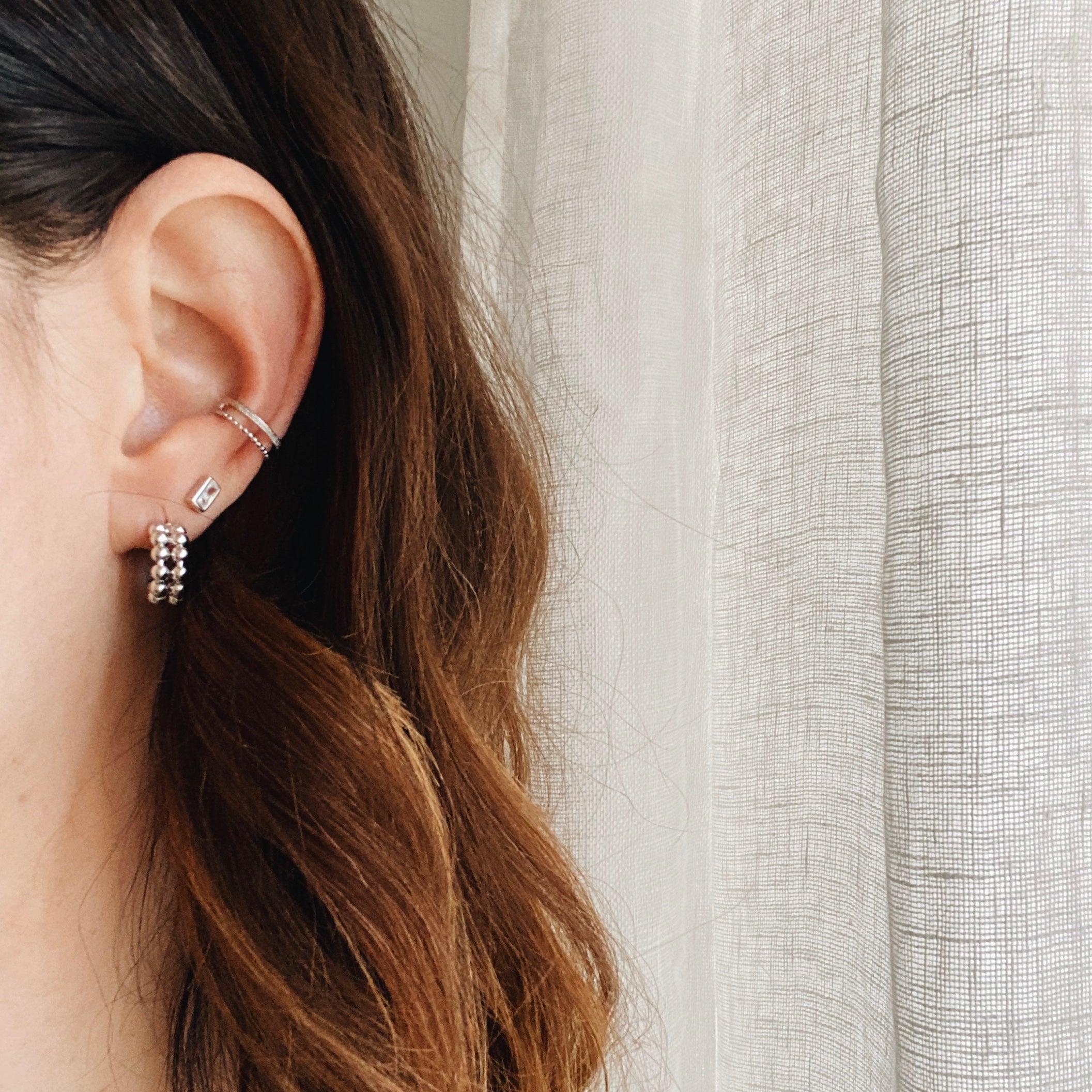 Ear cuff double mixte - argent - HoraceJewelry