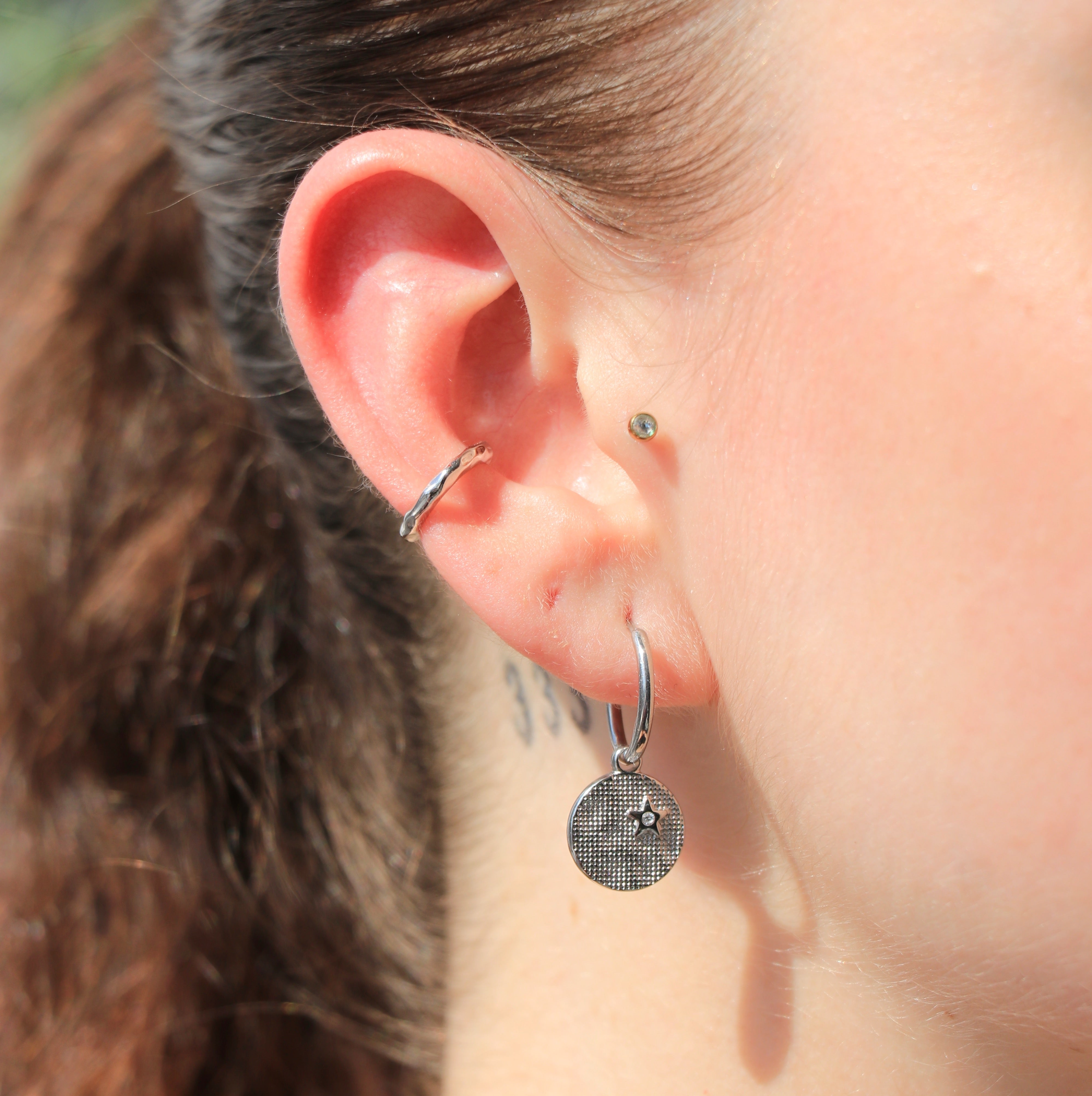 Ear cuff Hammered Silver