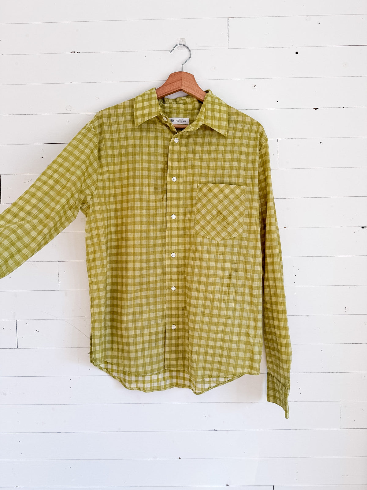 Chemise à carreaux vert lime Zara Studio – seconde main