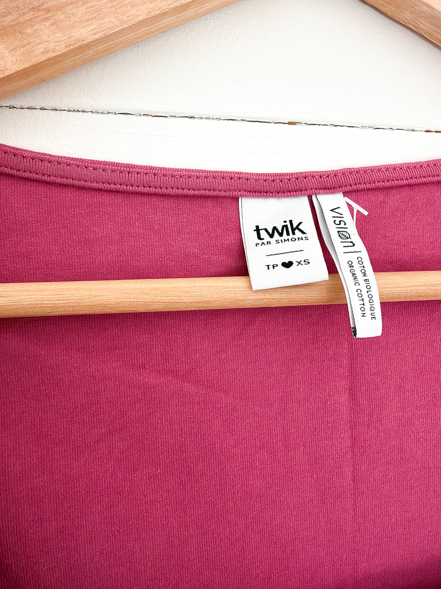 T-shirt court à col carré rose framboise Twik – seconde main – vue 2